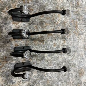 Restoration Hardware Hooks, brass with glass knobs, 4 total